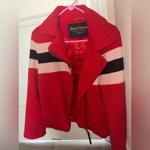 Juicy Couture Black Label Red Blazer Faux Fur Jacket size M